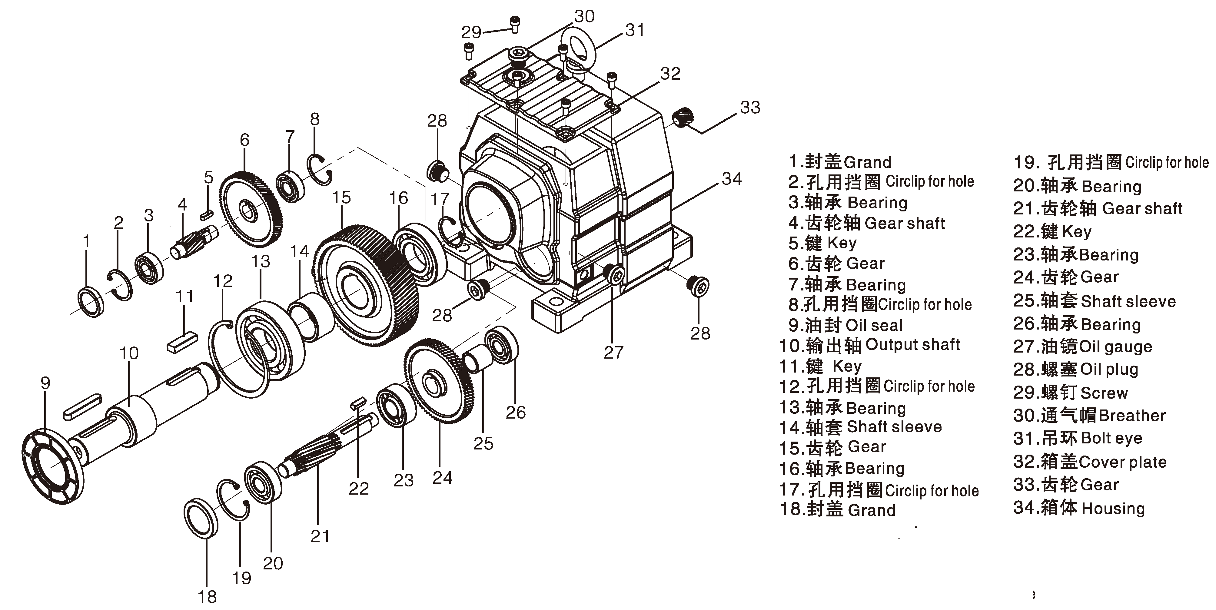 gearmotor helical gearmotored motor inline shaft speed reducer R series